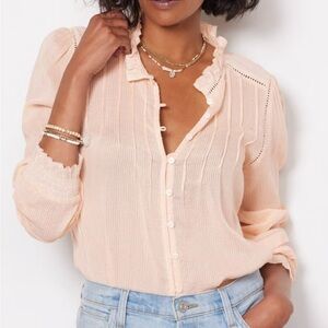Faherty Willa Peasant Blouse Pink Medium